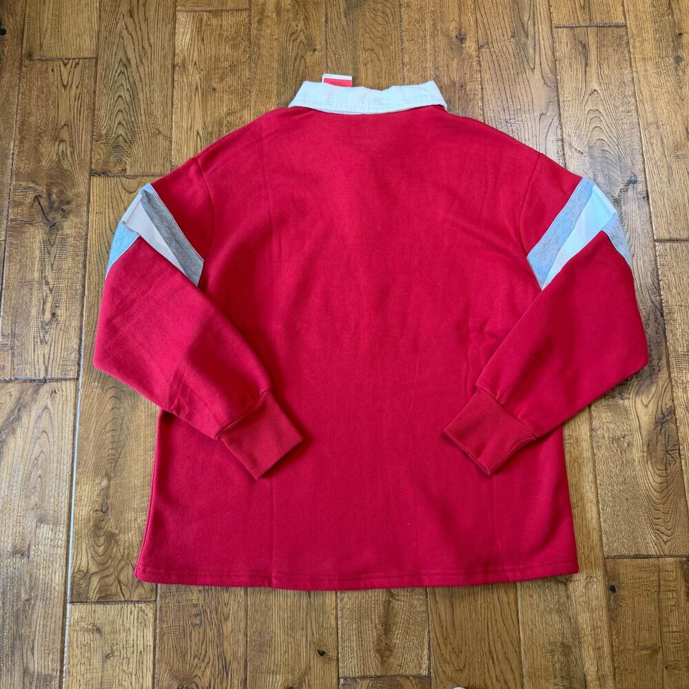Harvard University Unisex Rugby Collared Polo Shirt Colorblock Crimson Striped M - Picture 5 of 5